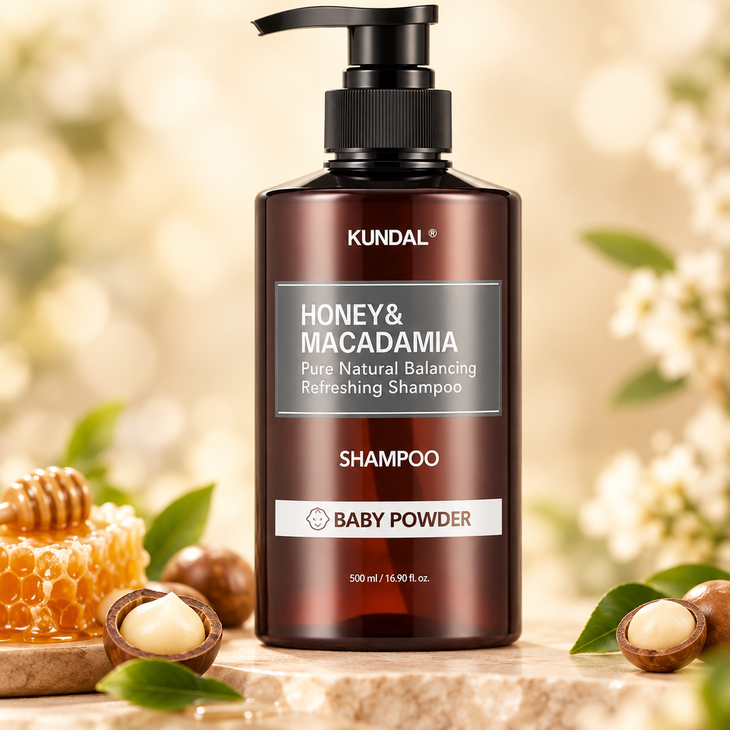 KUNDAL Honey & Macadamia Shampoo – Baby Powder 500ml